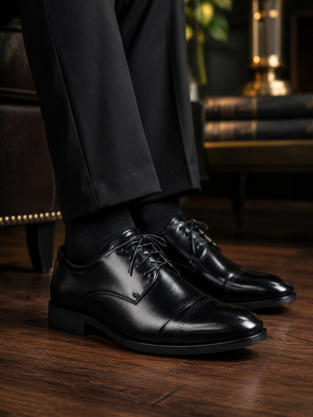 Men's Black Oxford Derby Dress Shoes Lace Up Business Casual Formal Size 8.5
